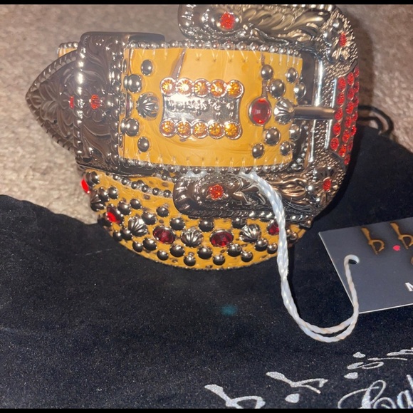 B.B. SIMON Orange & Red Belt Size 38 - Picture 3 of 9